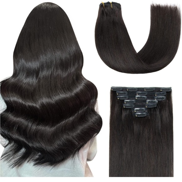 Other - 16 inches Clip in Hair Extensions Real Human Hair 7Pcs 120g Remy Human hair